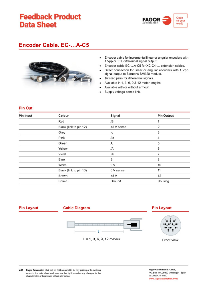 Data Sheet Cable EC-A-C5
