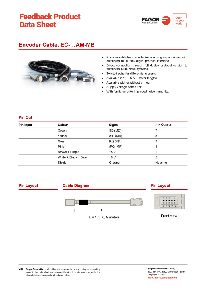 Data Sheet Cable EC-AM-MB