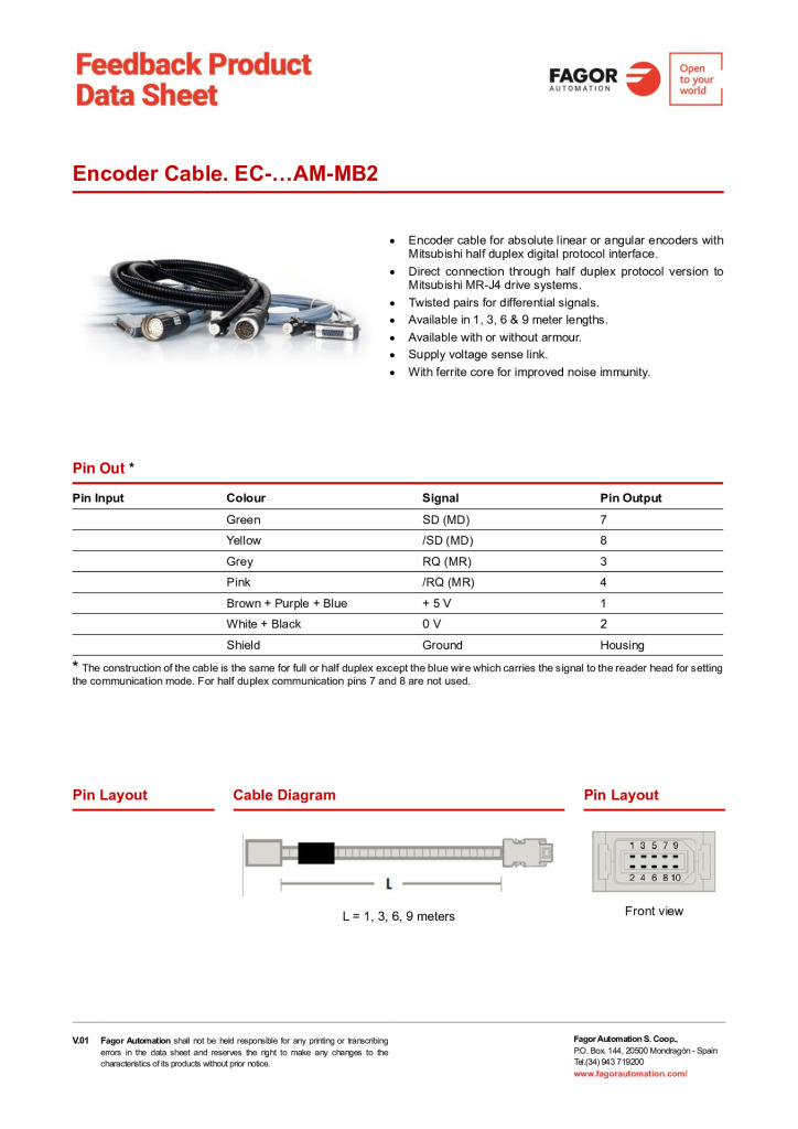 Data Sheet Cable EC-AM-MB2