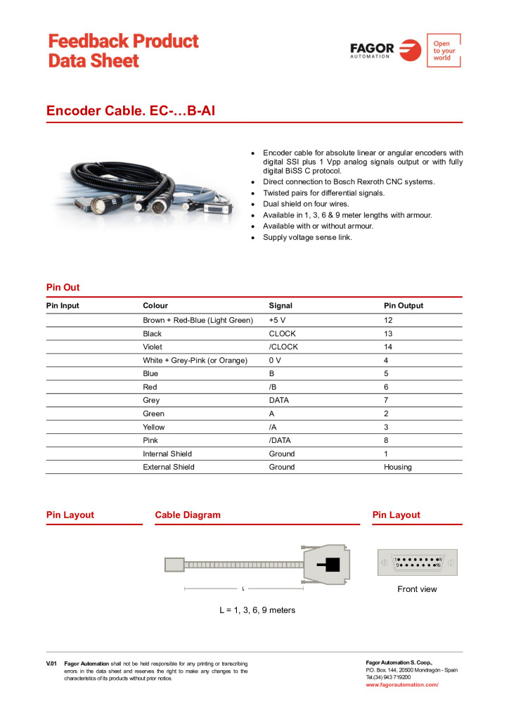 Data Sheet Cable EC-B-AI