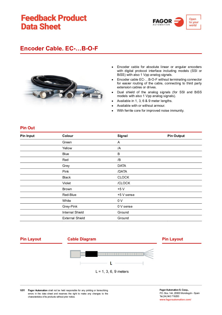 Data Sheet Cable EC-B-O-F