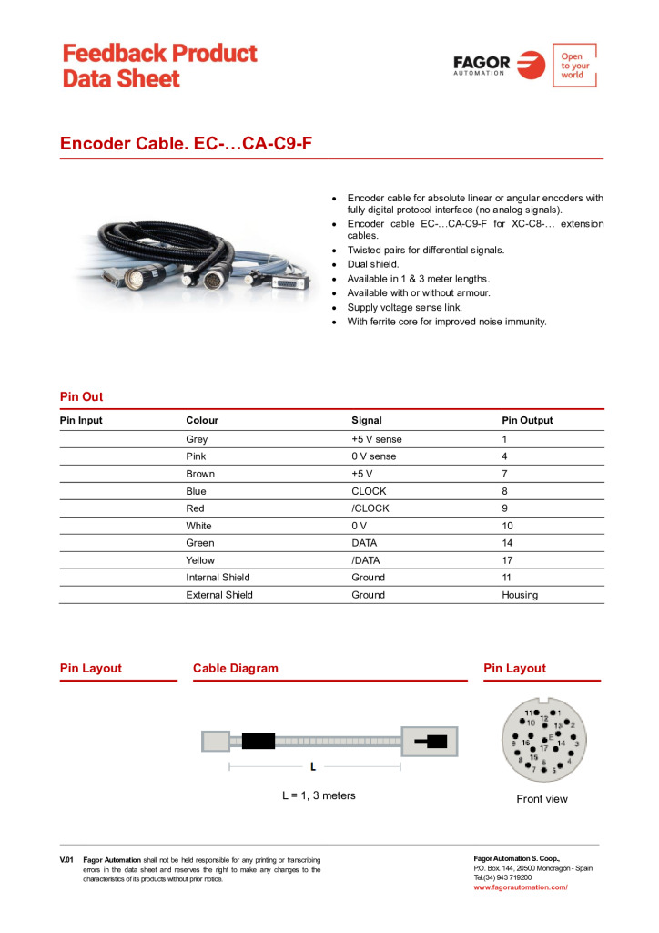 Data Sheet Cable EC-CA-C9-F
