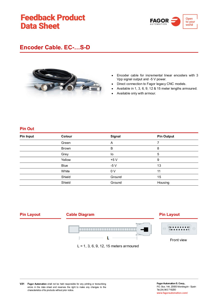 Data Sheet Cable EC-S-D