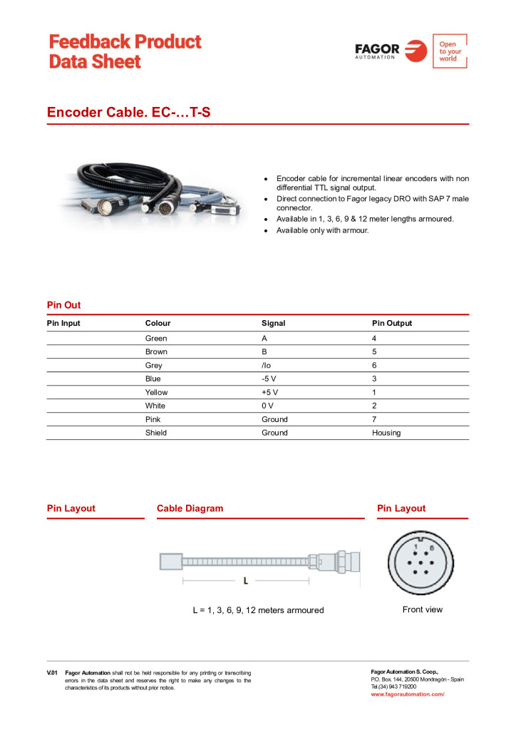Data Sheet Cable EC-T-S