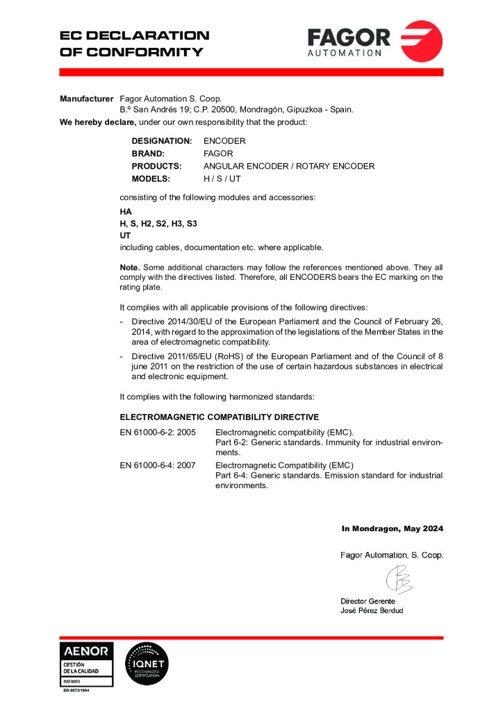 Angular Encoder. EC declaration of conformity