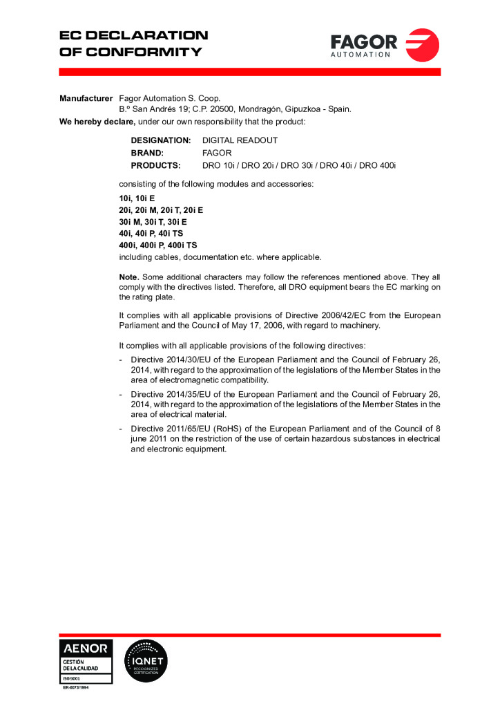 DRO. EC declaration of conformity