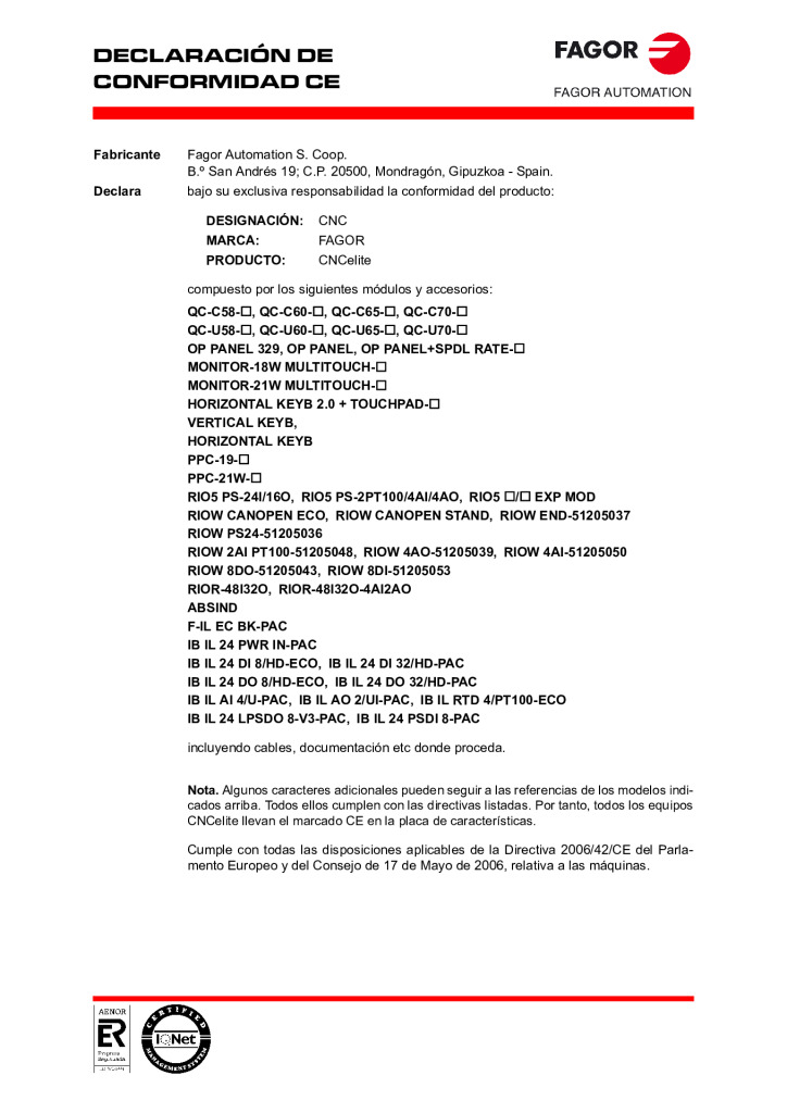 CNCelite 8058_8060_8065_8070. EC declaration of conformity