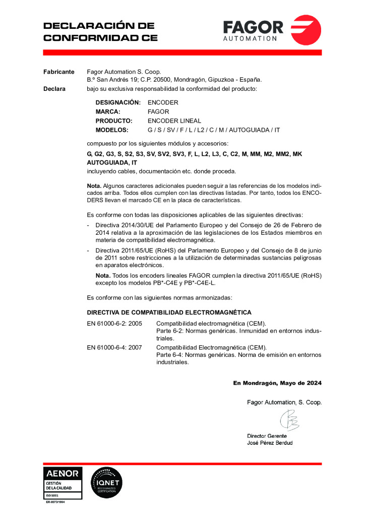 Linear Encoder. EC declaration of conformity