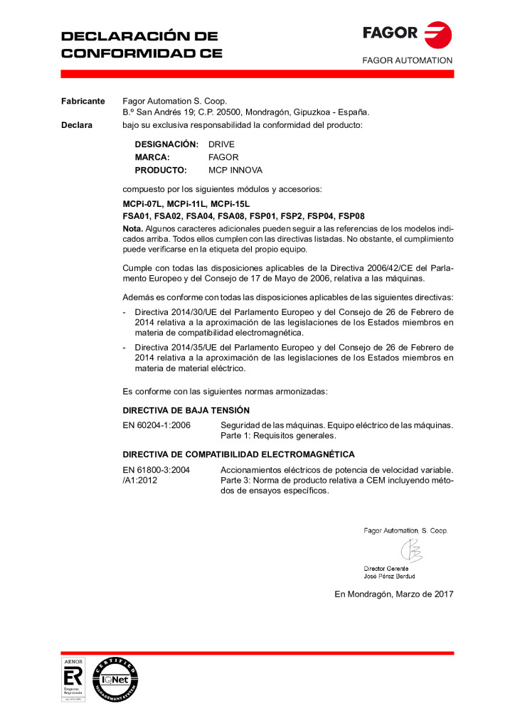 MCPi. EC Declaration of conformity