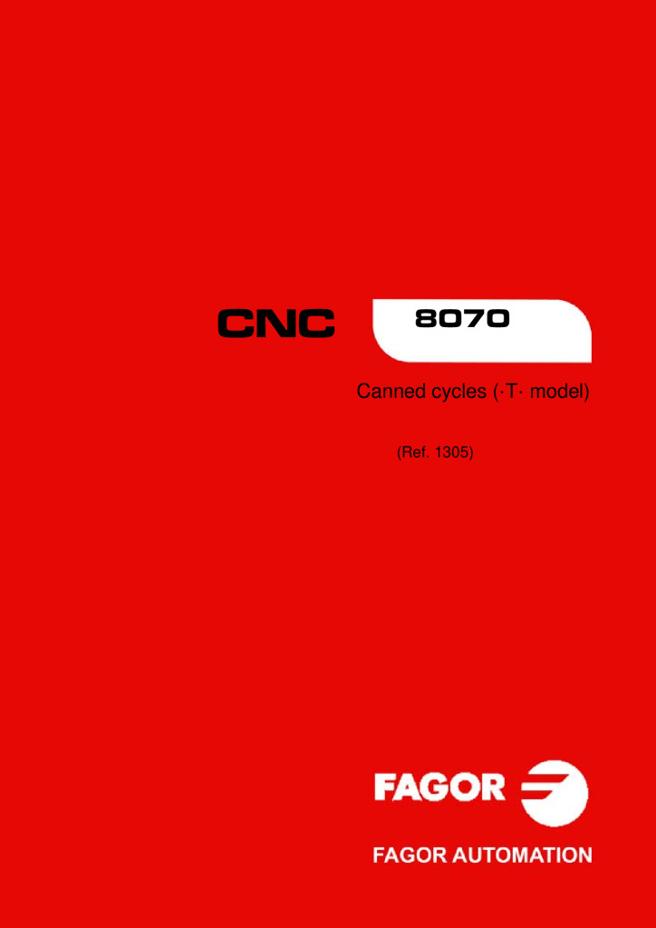 CNC 8070. Canned cycles (·T· model)