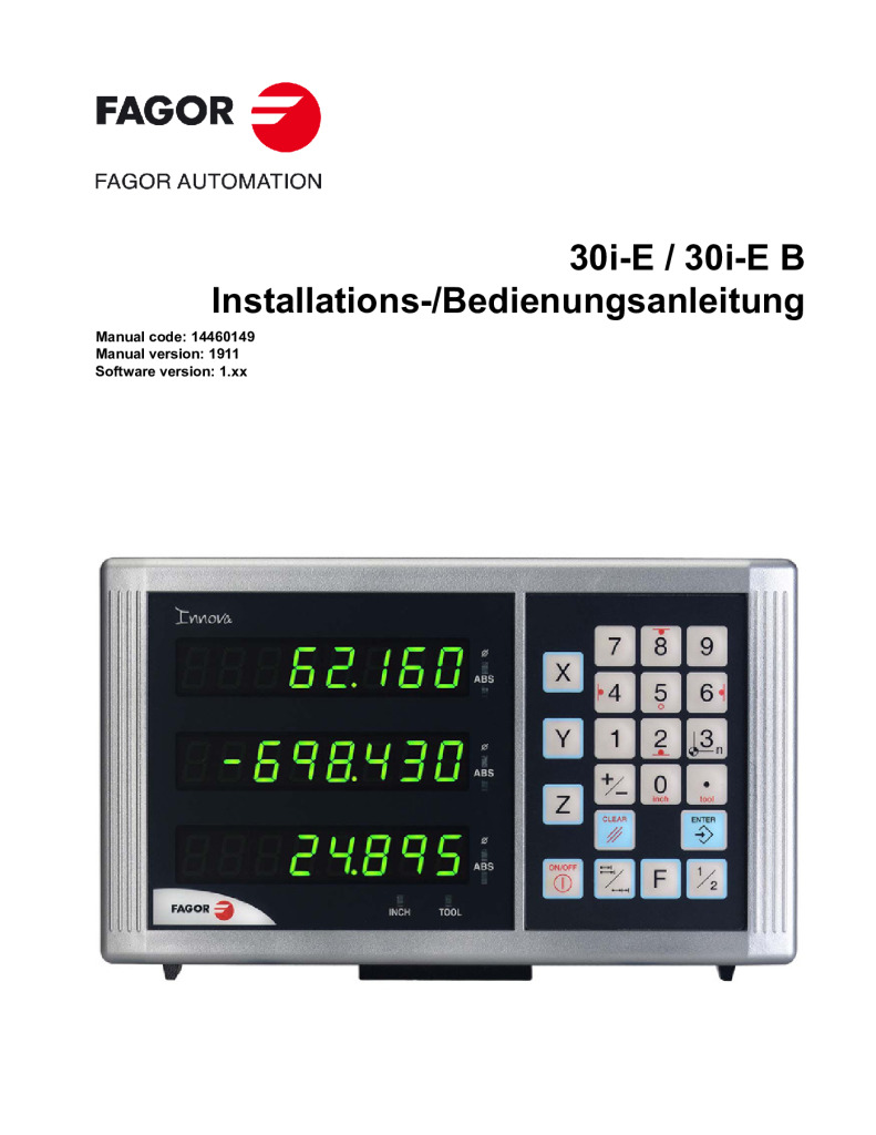 Readout Innova DRO – Electroerosion/grinding machine 3 axis