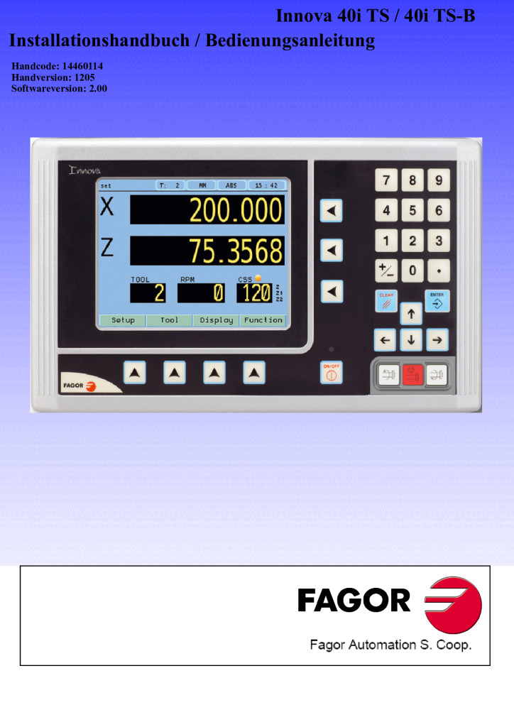 Readout Innova TFT 40iTS Display – Lathe