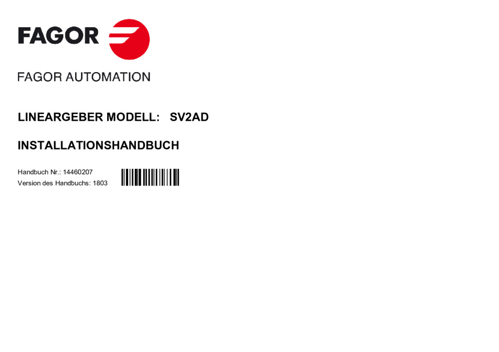 SV2 model absolute linear encoder – FeeDat (Fagor) protocol