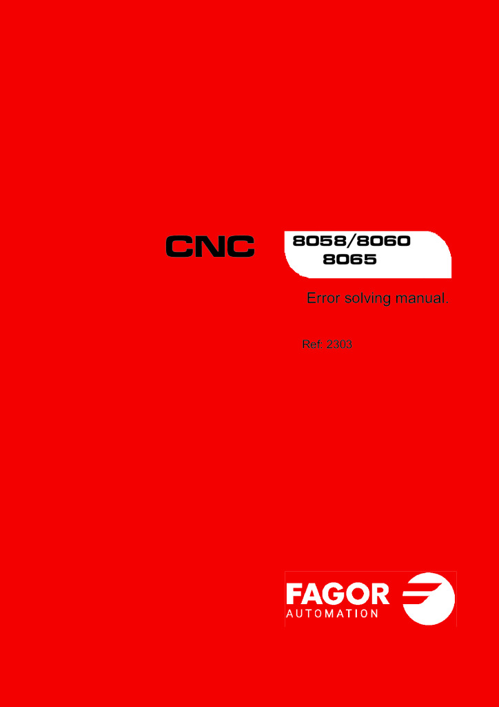 CNC 8058/8060/8065 Error solving manual.