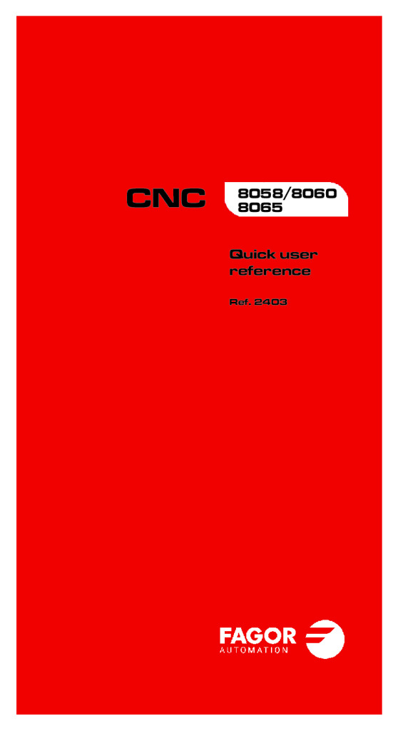 CNC 8060/8065 Quick Reference
