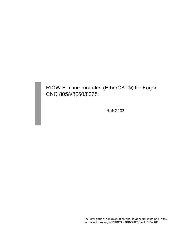CNC 8058/8060/8065 EtherCAT remote modules (RIOW-E Inline).