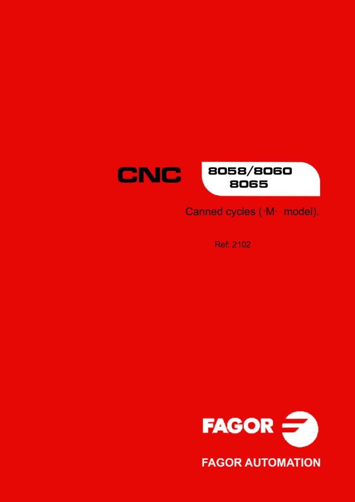 CNC 8058/8060/8065 Canned cycles (ꞏMꞏ model).