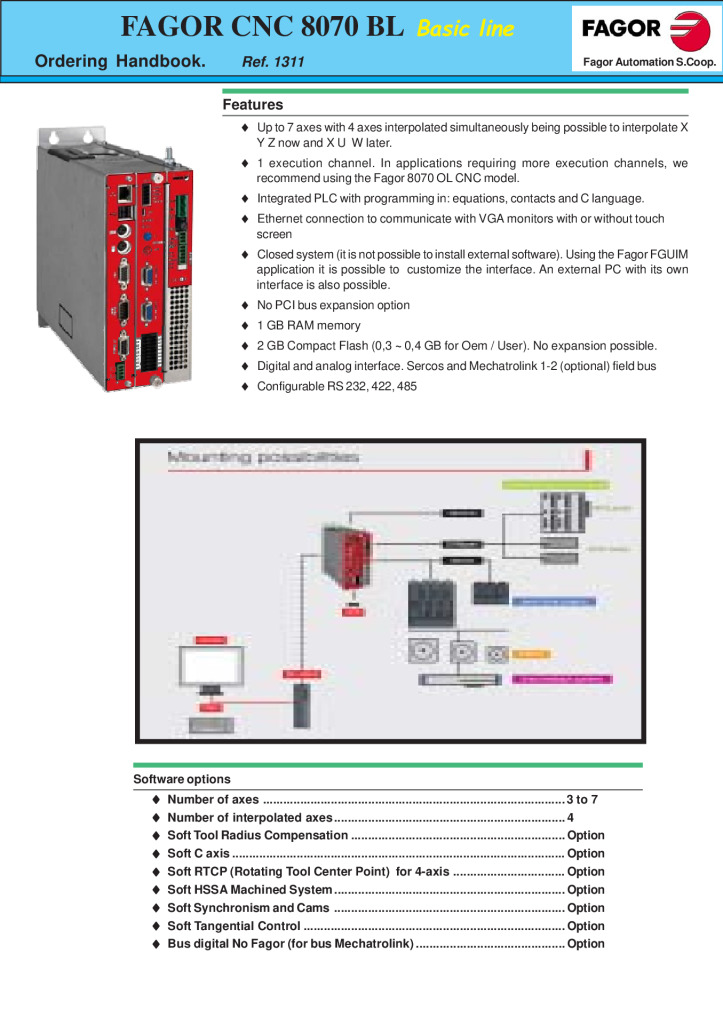 CNC 8070 BL Ordering Handbook
