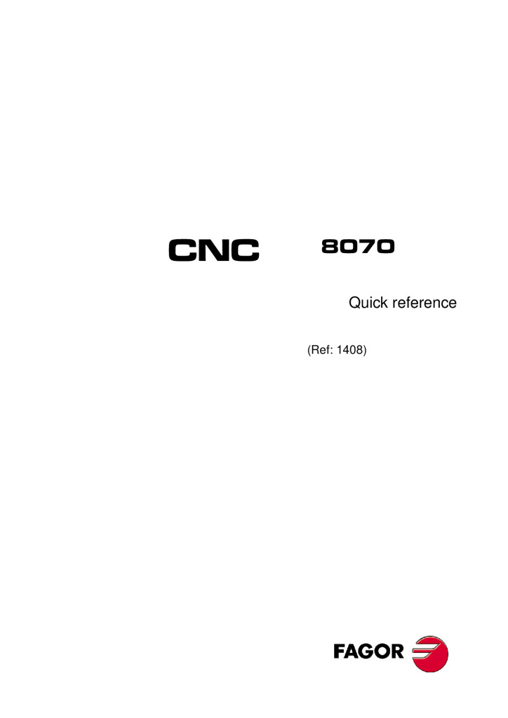 CNC 8070 Quick reference.