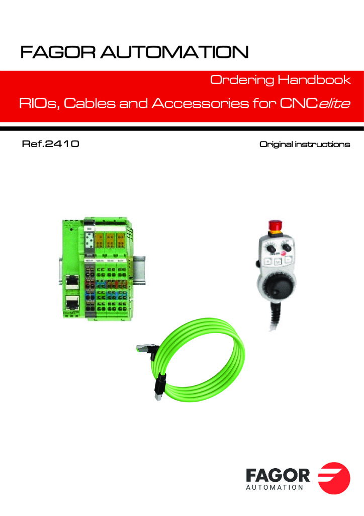CNCelite. RIOs, Cables and Accessories. Ordering handbook