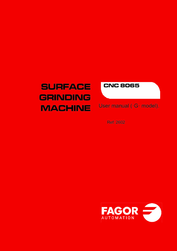 CNCelite 8065 Surface grinding machine manual (·G· model)