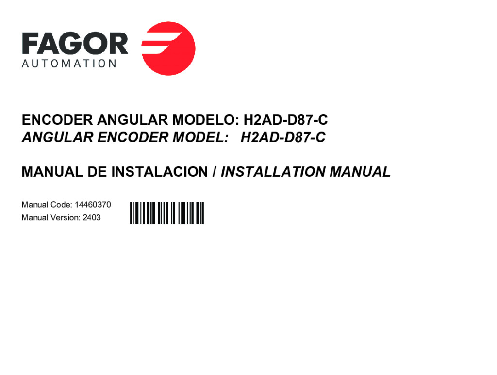 H2-D87-C absolute angular encoder –  FeeDat (Fagor) protocol