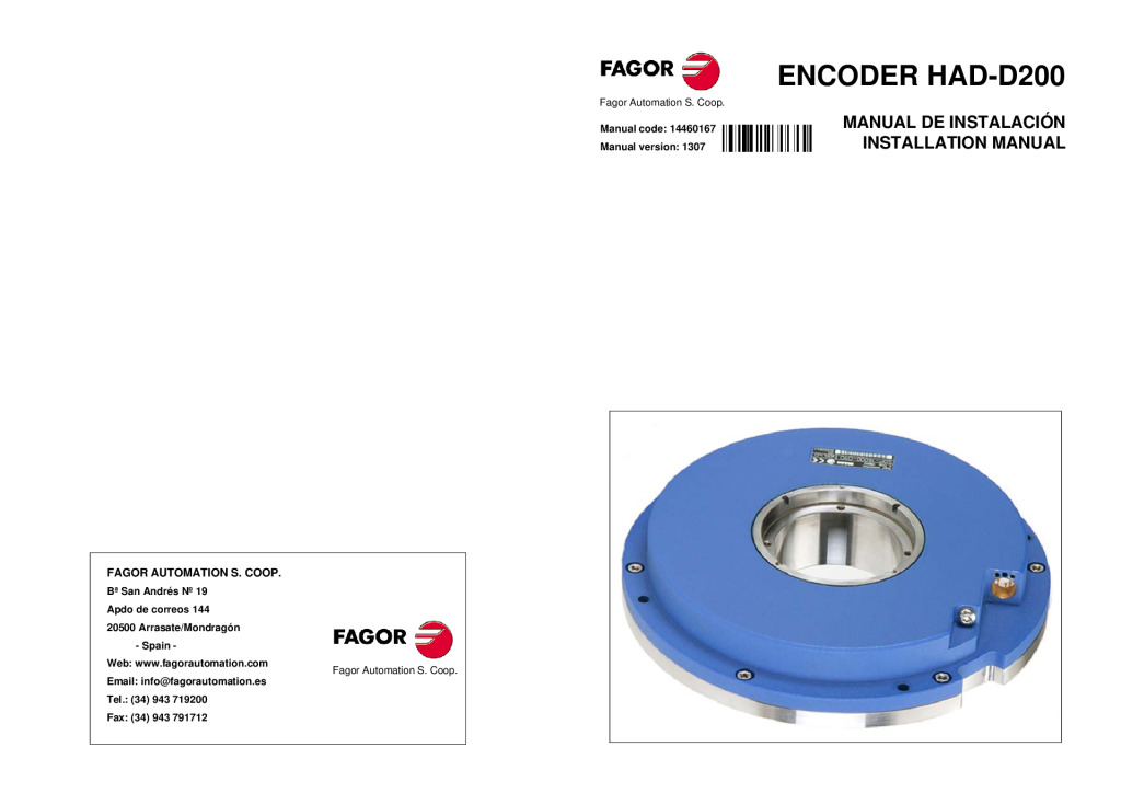 H-D200 absolute angular encoder – FeeDat (Fagor) protocol
