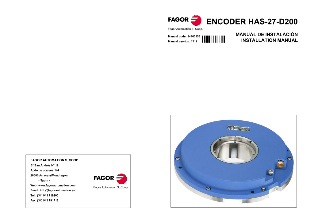 H-D200 absolute angular encoder – SSI (Siemenes) protocol