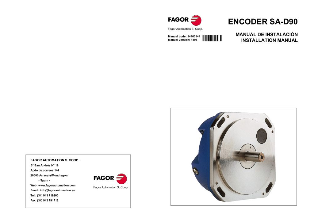 S-D90 absolute angular encoder – SSI (Fagor) protocol