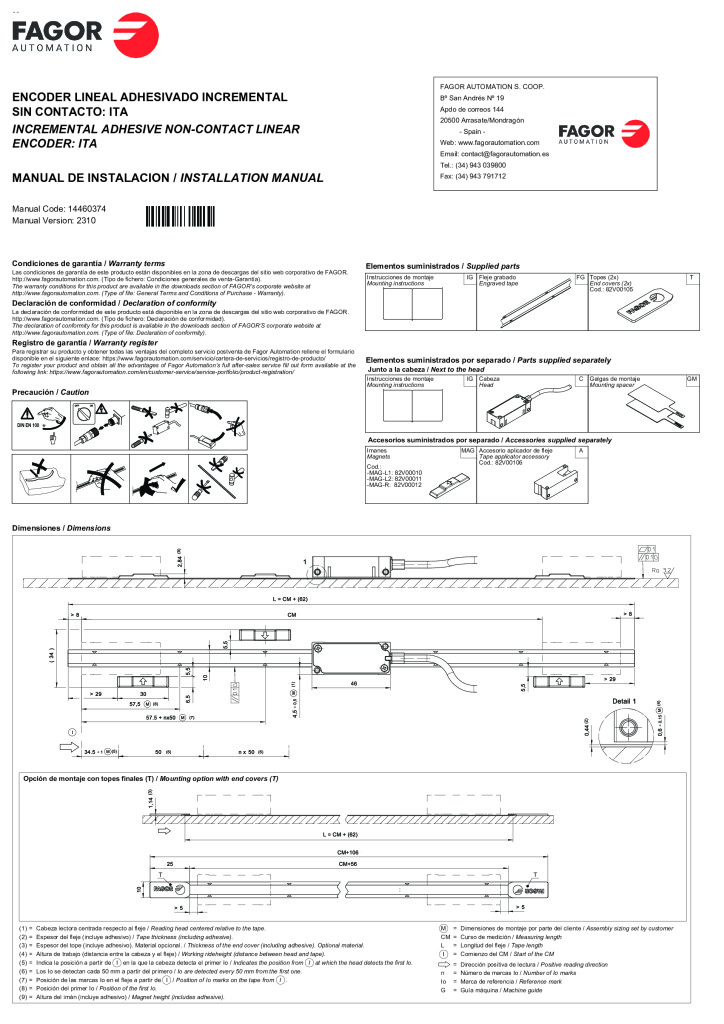 IT model non-contact incremental open linear encoder-Adhesive tape