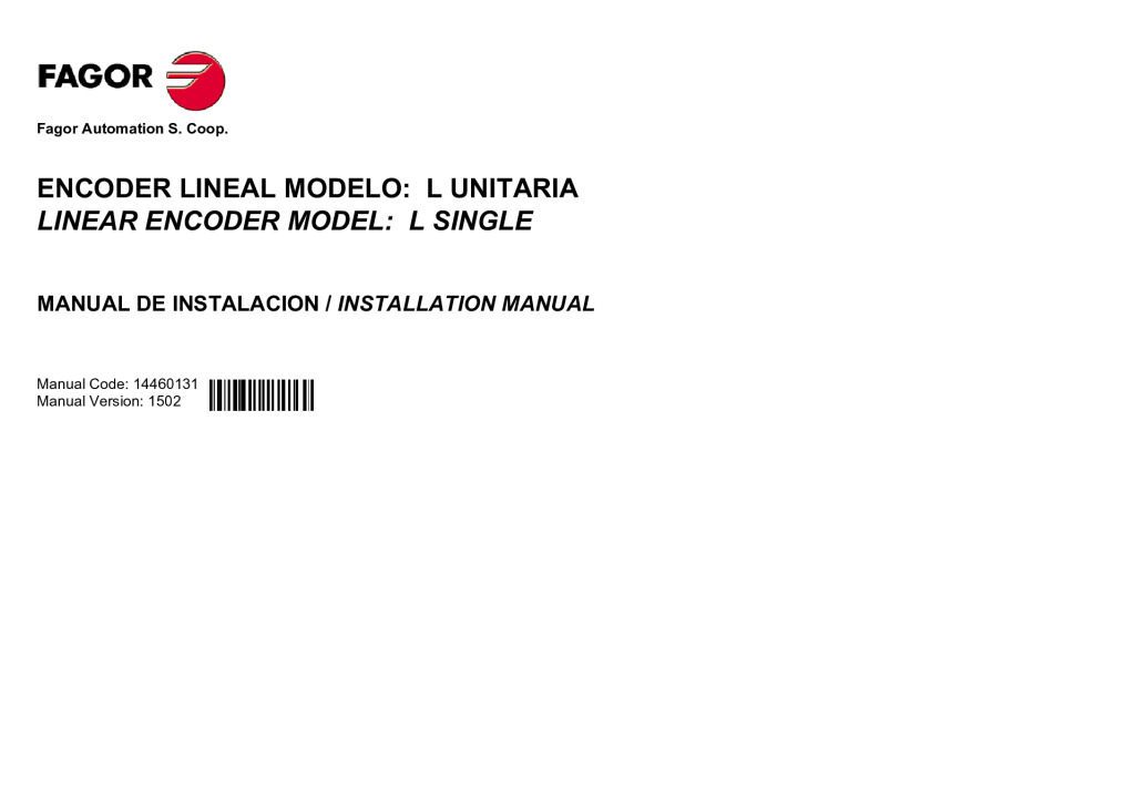 Single L model incremental and absolute linear encoder – installation