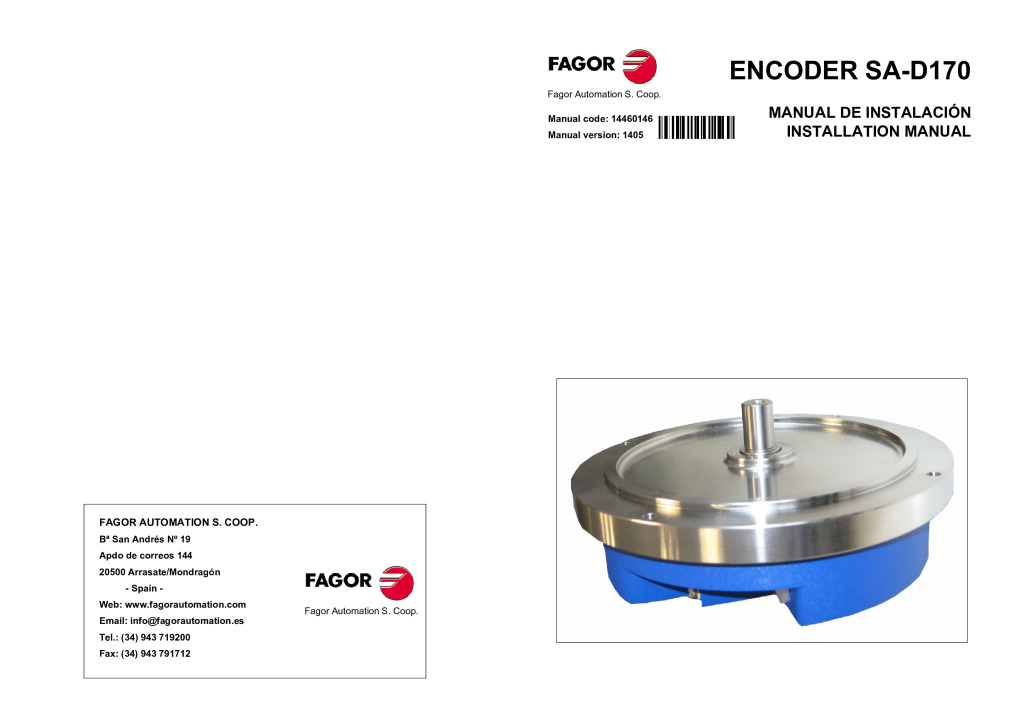 S-D170 absolute angular encoder – SSI (Fagor) protocol