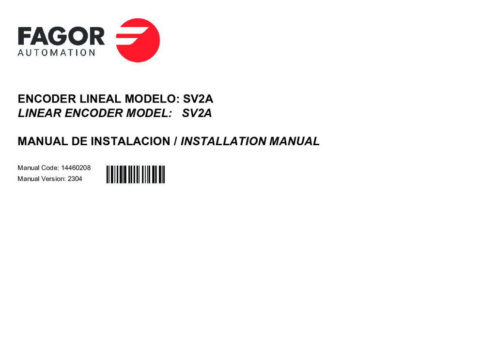 SV2 model absolute linear encoder – SSI (Fagor) protocol