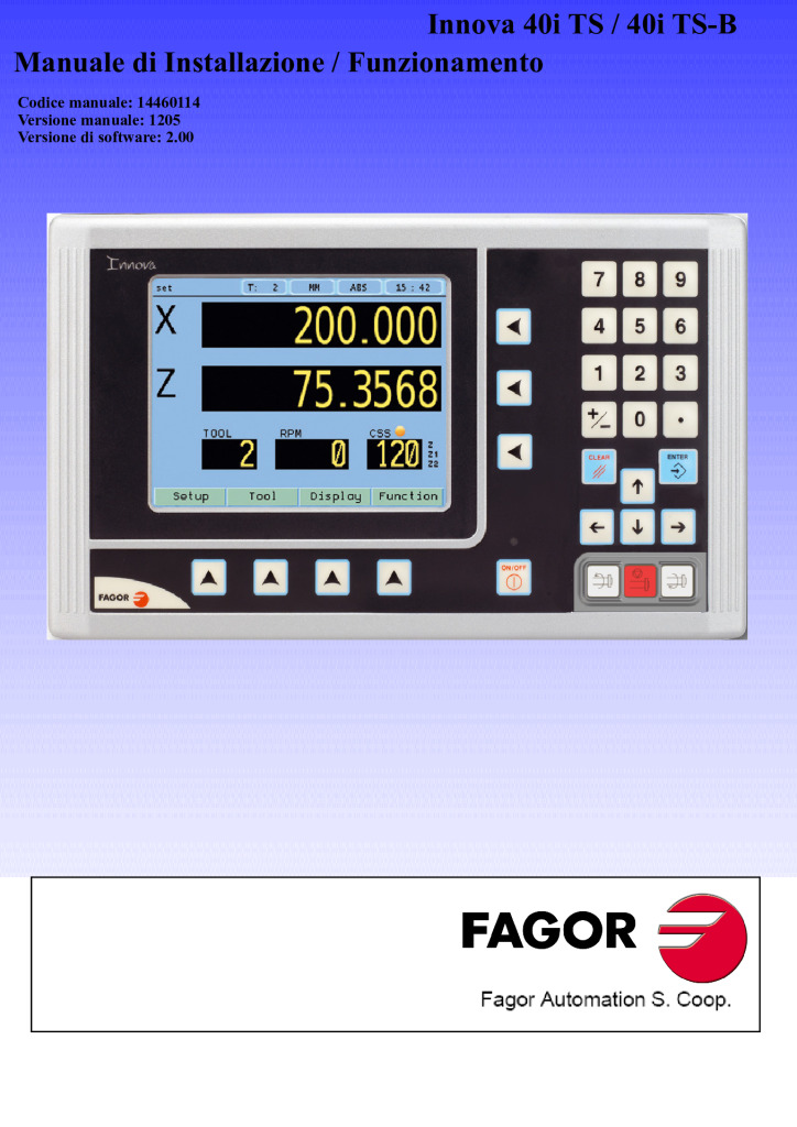 Readout Innova TFT 40iTS Display – Lathe