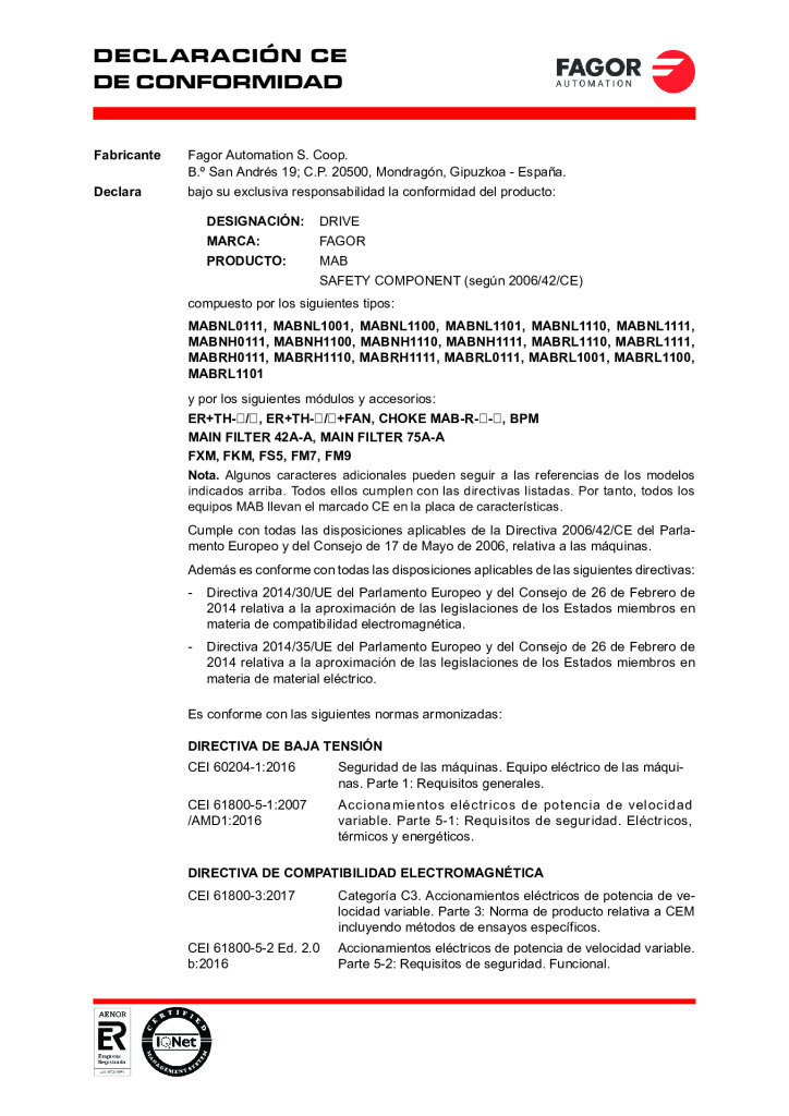 MAB. EC Declaration of conformity