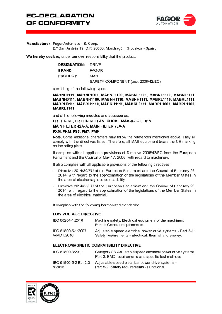 MAB. EC Declaration of conformity